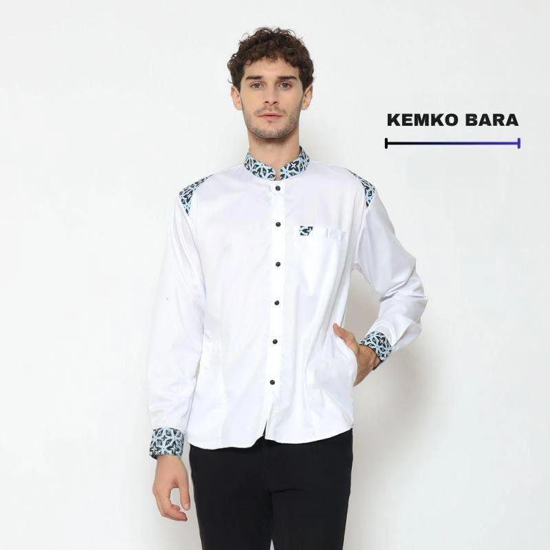 Product image Kois Batik - Kemeja Koko Pria Dewasa Lengan Panjang Motif Bara M Batra putih