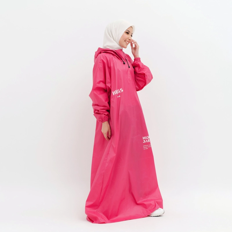Product image South Legend - Jas Hujan Gamis Wanita Muslimah Premium Non Zipper by Hijas ALLSIZE FIT TO 2XL PINK NON ZIPPER