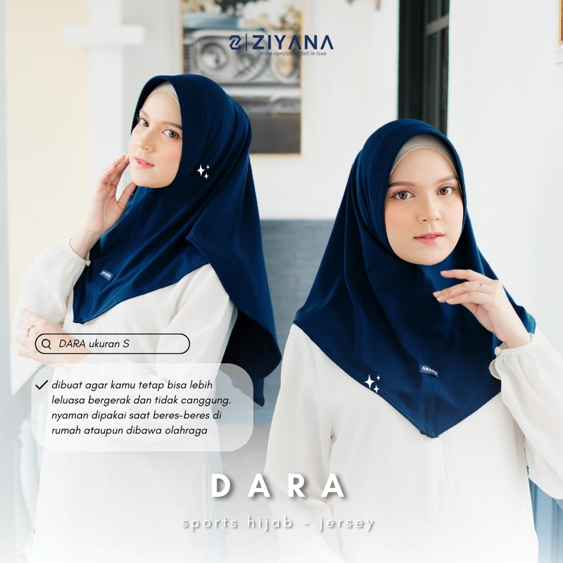 Product image Ziyana Hijab - Kerudung Sport Jersey Jilbab Instan Jersey Dara All Size Black