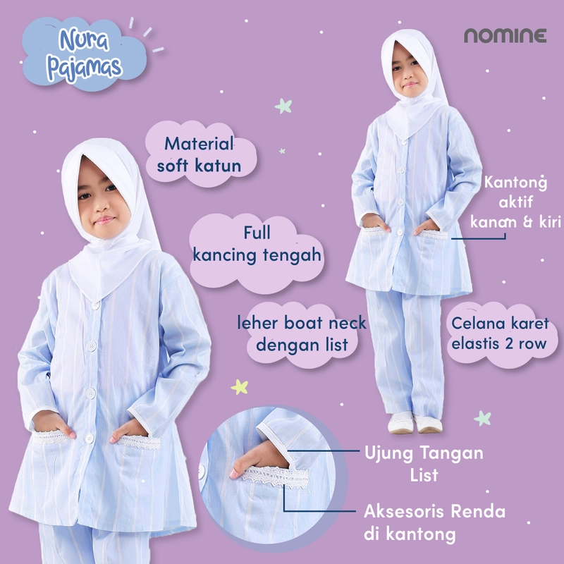 Product image Nomine - Setelan Anak - Nura Pajamas - Baby Blue S Biru