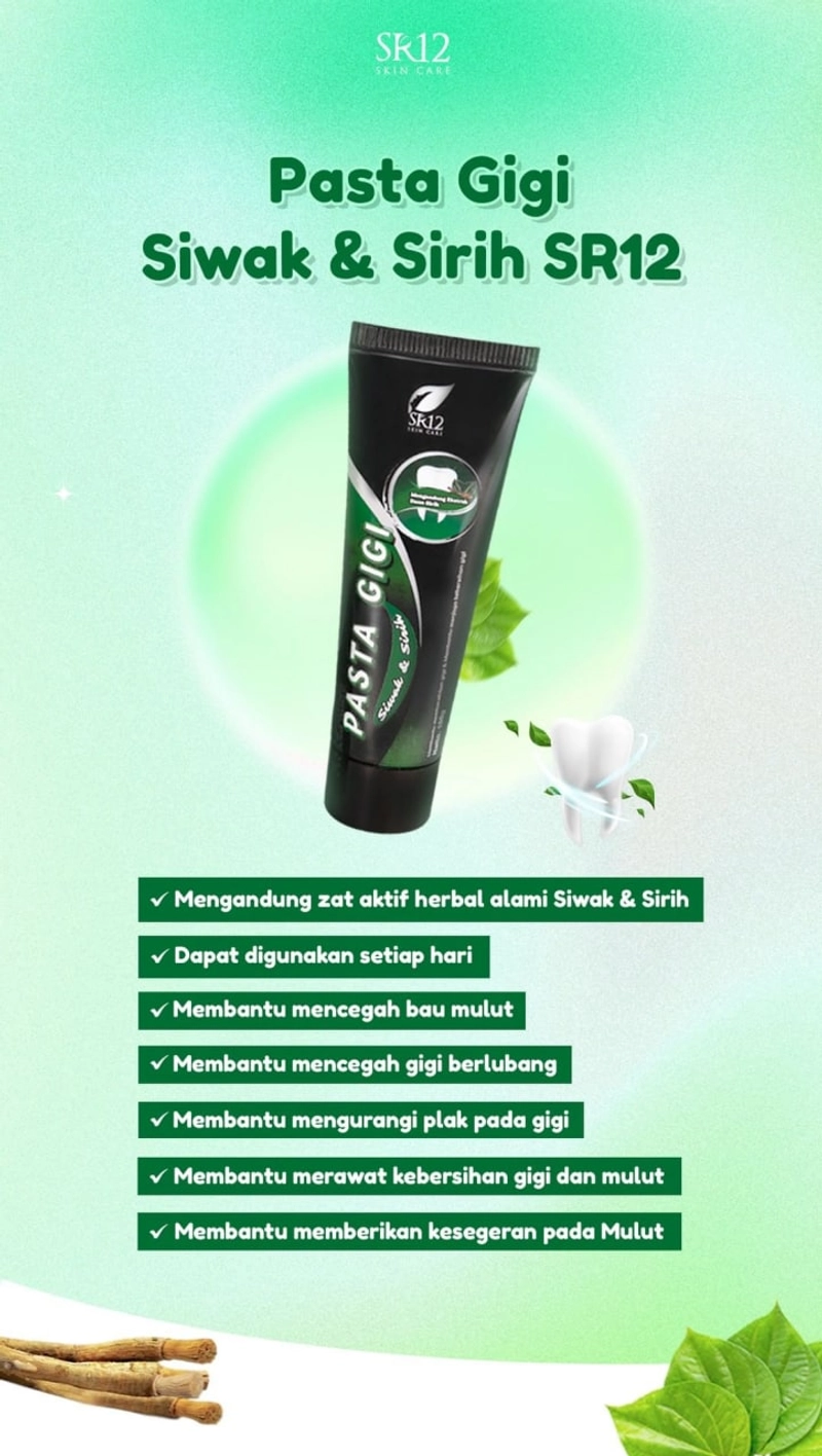 Product image SR12 Pasta Gigi Siwak & Sirih Mencegah Bau Mulut Mengatasi Bau Mulut Napas Lebih Segar 100gr Siwak & Sirih