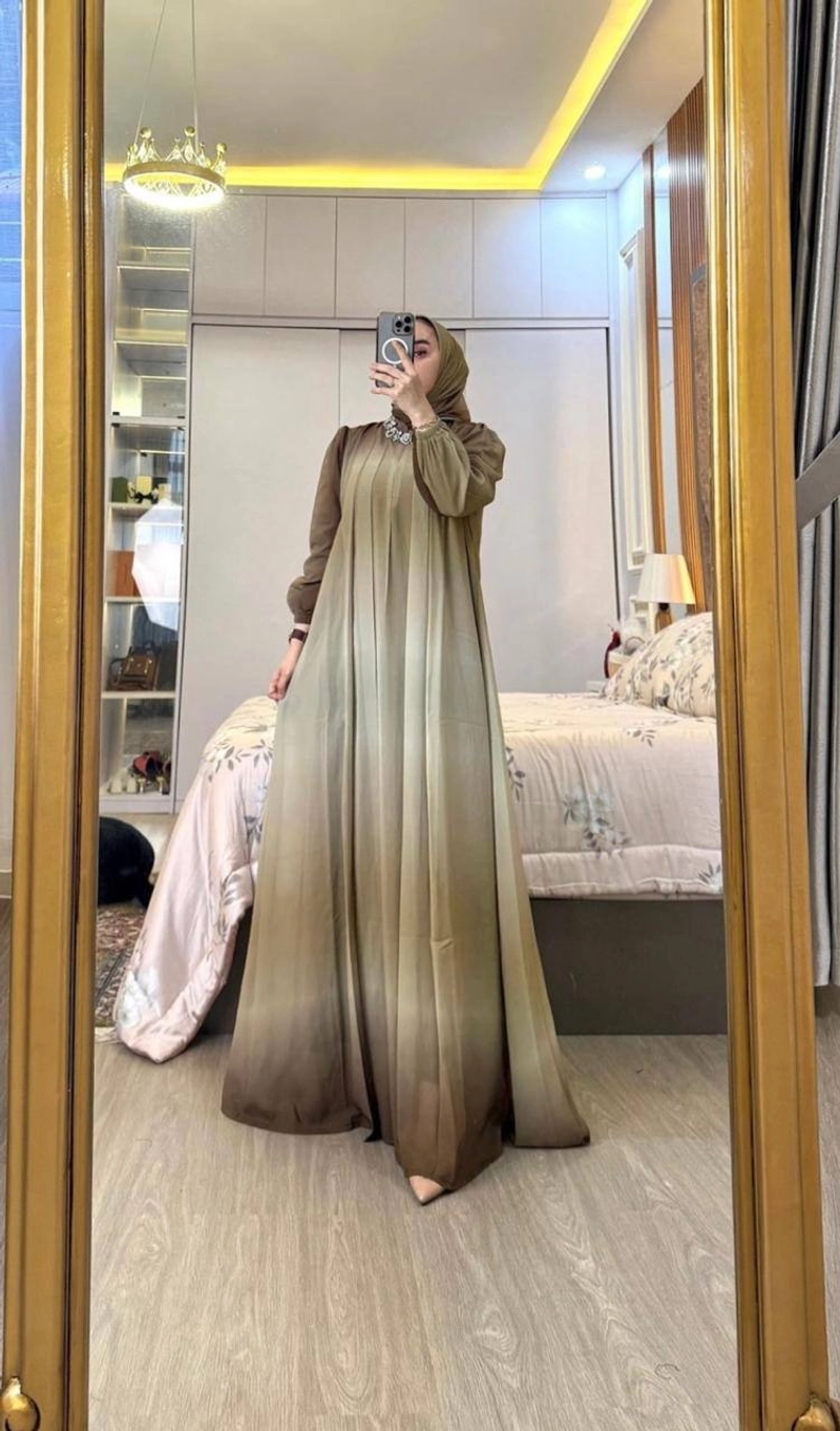 Product image Ks muslim fashion - New gamis gradasi cakeb banget free hijab All size 110cm Olive