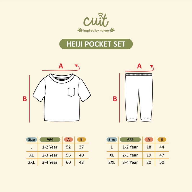 Product image CUIT 1 - 4 Tahun Setelan Anak Unisex Heiji Pocket T-shirt Set L Light Grey