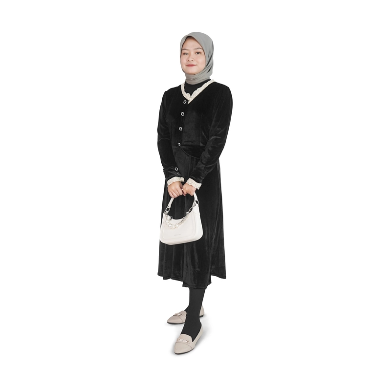 Product image Nasuya - Ghina Dress - Dress Pesta 2023 Dress Kondangan Cantik Dress Hitam Elegan S Hitam