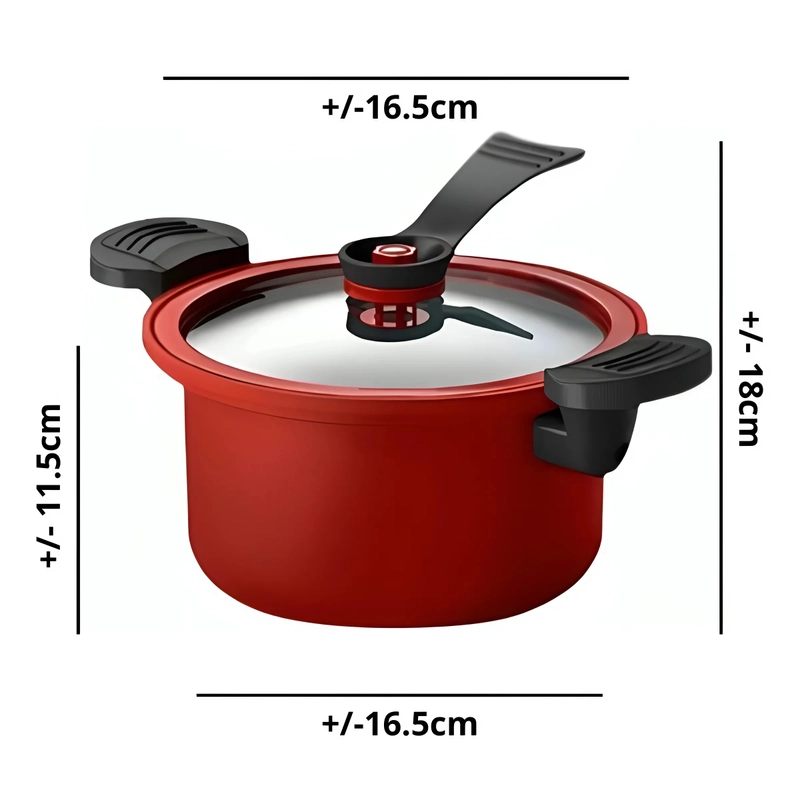 Product image Panci Presto Ceramic Coating Penutup Kaca Teflon Pressure Cooker Presto Panci Serbaguna Varian 3.5L Merah