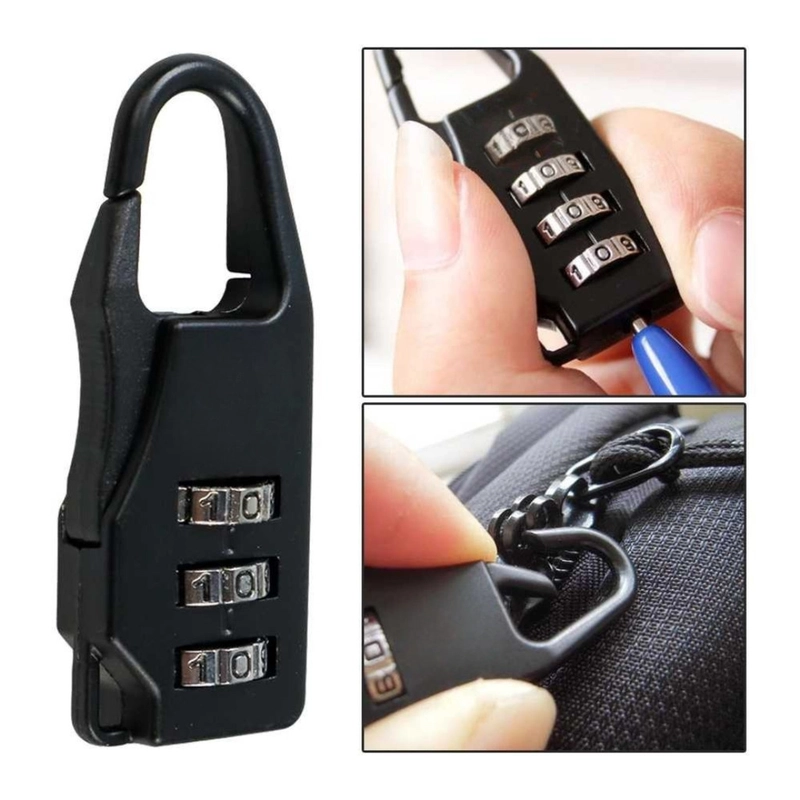 Product image KAMJE Gembok Koper Mini Travel Anti Maling Kuat Kombinasi Kode Angka Umroh Haji KHPLOCK01 all variant Hitam