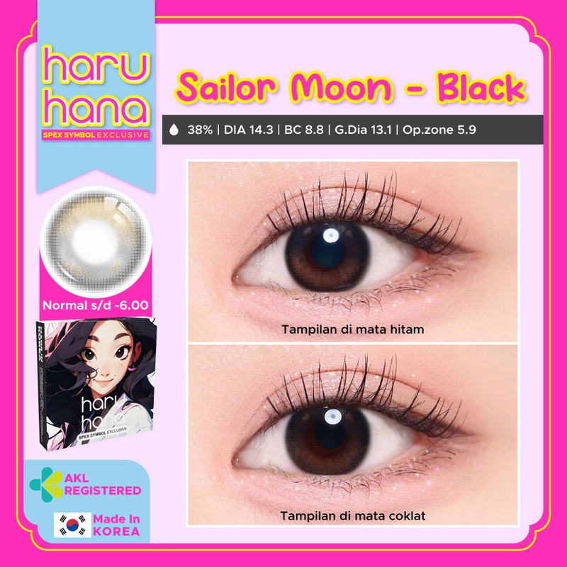 Product image Spex Symbol - Softlens Spex Symbol HARUHANA Natural Series Fuji Megumi Sailor moon Softlens Viral -5.50 Sailor Moon Black