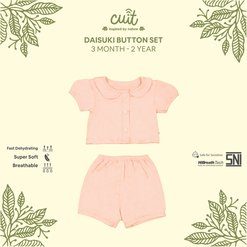 Product image CUIT Baby 3 Bulan - 2 Tahun Setelan Kerah Anak Perempuan Daisuki Button Set M Dusty Coral