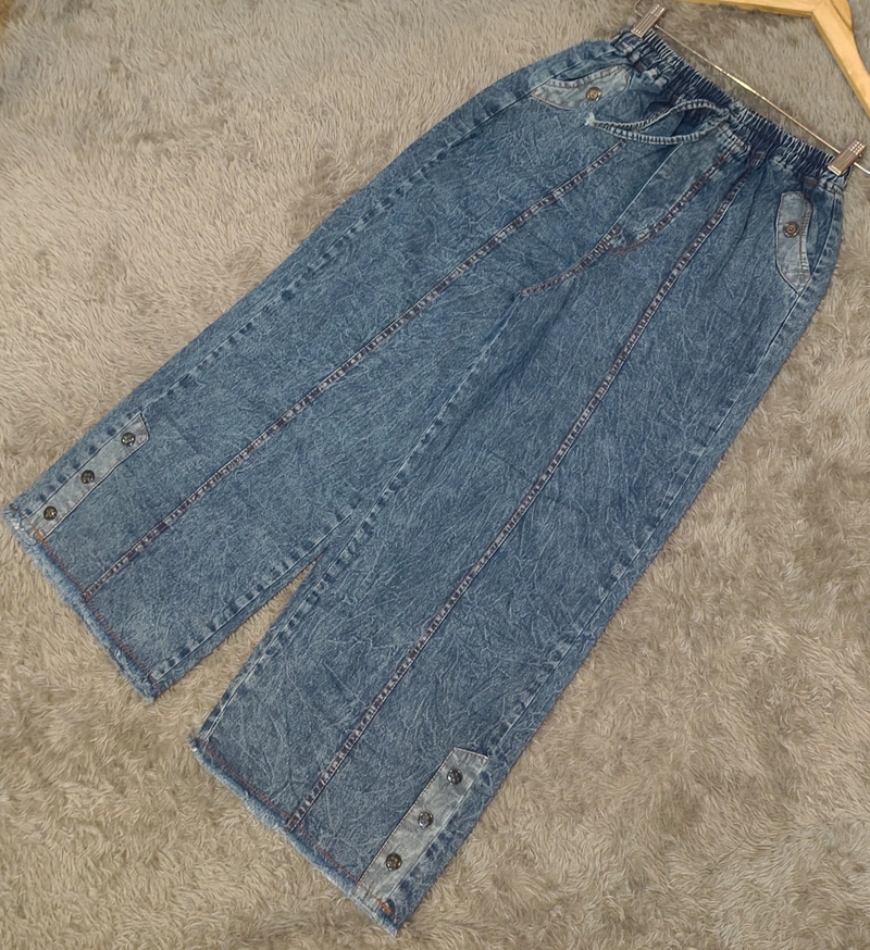 Product image Amha Collection - KULOT JEANS WANITA RAWIS KANCING BLUE SNOW ALL SIZE JAHIT TGH KCG BAWAH