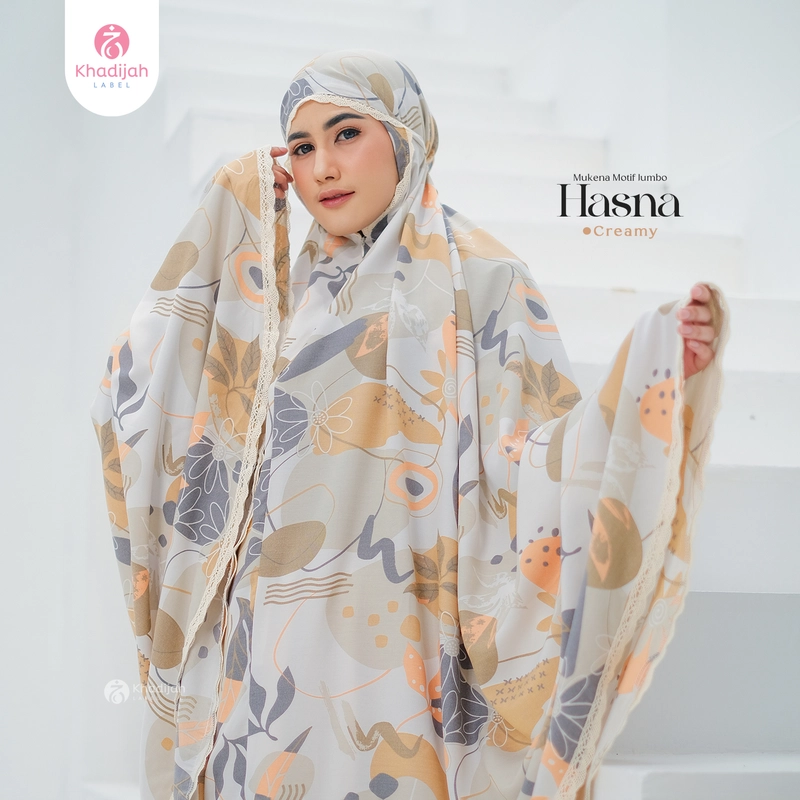 Product image KhadijahLabel - Mukena Dewasa Mukena Jumbo Mukena Motif Hasna Jumbo Creamy