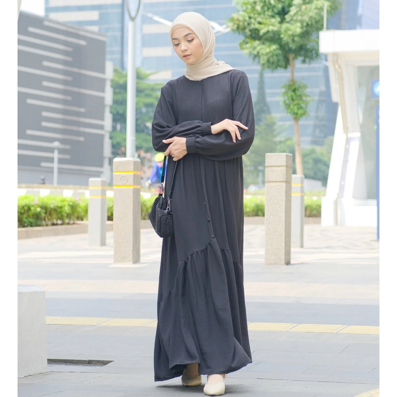 Product image Hazirah Id - Azura Dress Gamis Cringkle Airflow Polos S Black
