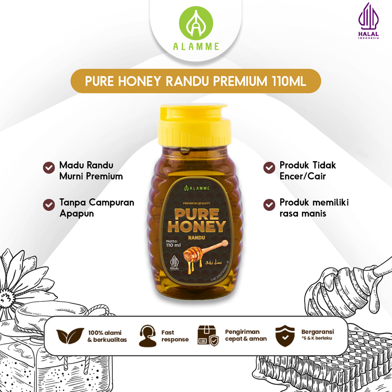 Product image Alamme - Pure Honey Madu Randu Murni Premium 110ml Manis