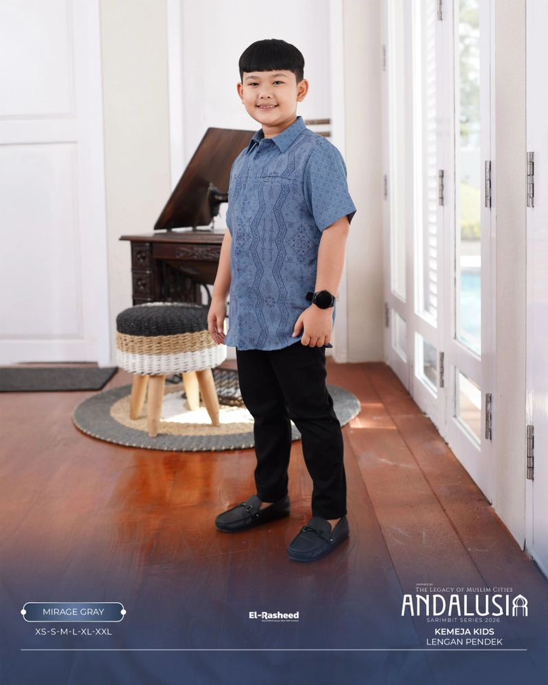 Product image Yasmeera Official - SARIMBIT 2026 ANDALUSIA SERIES WARNA INFINITY BLUE XS KMJ ANAK L. PENDEK