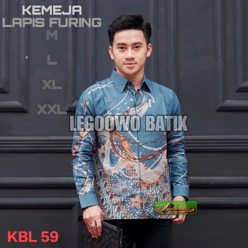 Product image legowo batik - Kemeja batik lapis furing KBF 59 M Biru kombinasi
