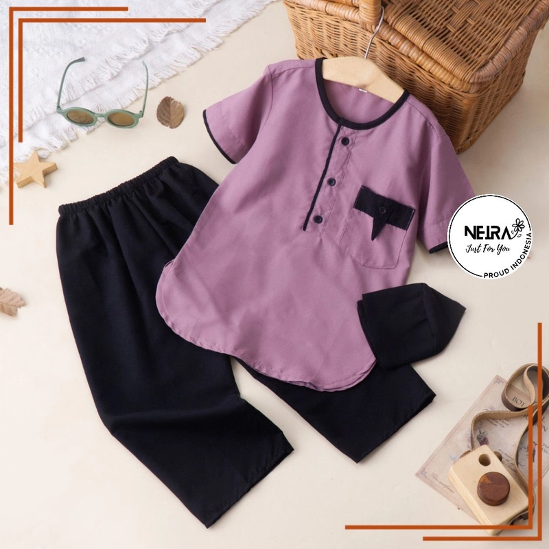 Product image Neira - [PO] Setelan Koko Baju Muslim Anak 0-9 tahun Rafaell Uk tulis di catatan lilac