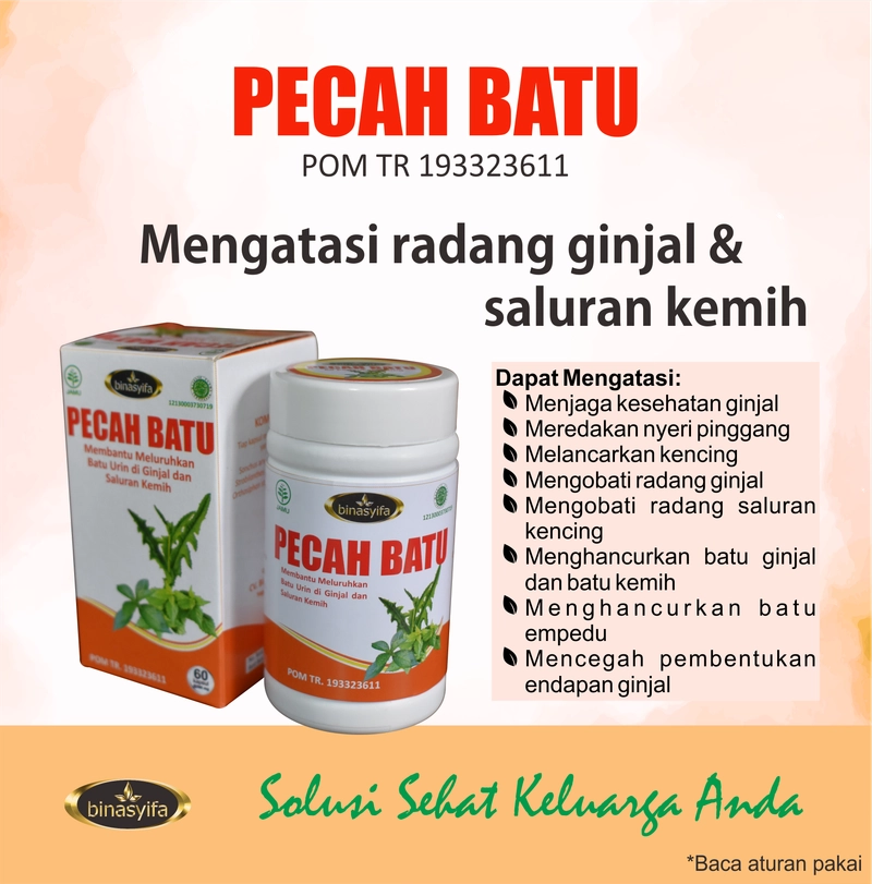 Product image PECAH BATU Obat Batu Ginjal Sakit Pinggang Penghacur Batu Ginjal Infeksi Saluran Kemih Kencing BPOM 60 kapsul Herbal