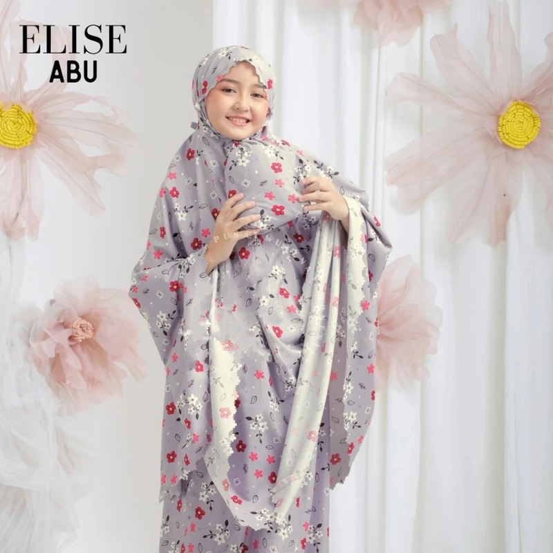 Product image qayd - UZN Mukena Anak Tanggung Katun 2in1 Elise Anak Tanggung Abu