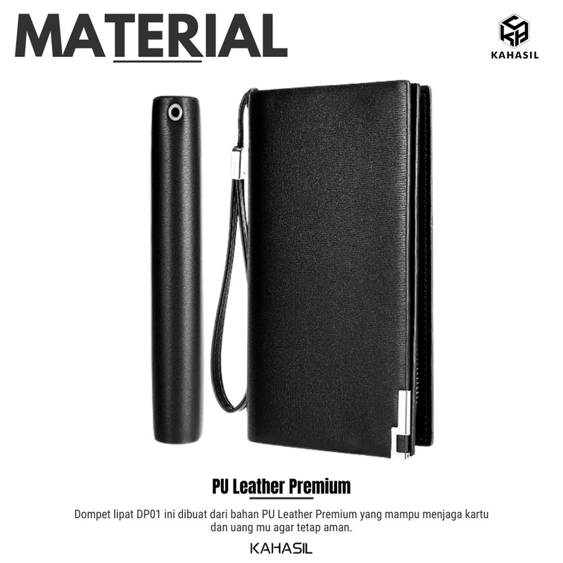 Product image KAHASIL - Dompet Lipat Pria Wanita Panjang Bahan Kulit PU Leather KHDP01 all variant COKELAT