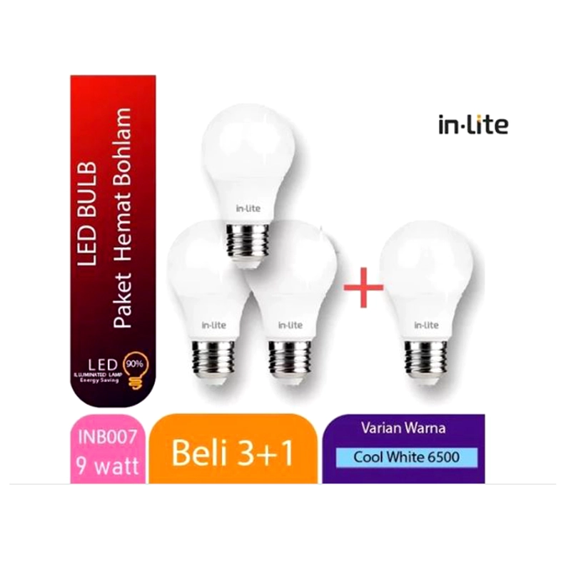 Product image UTAMAMEGA - Lampu Led Inlite 9 Watt Beli 3 Bonus 1 - Putih Daya 9 Watt
