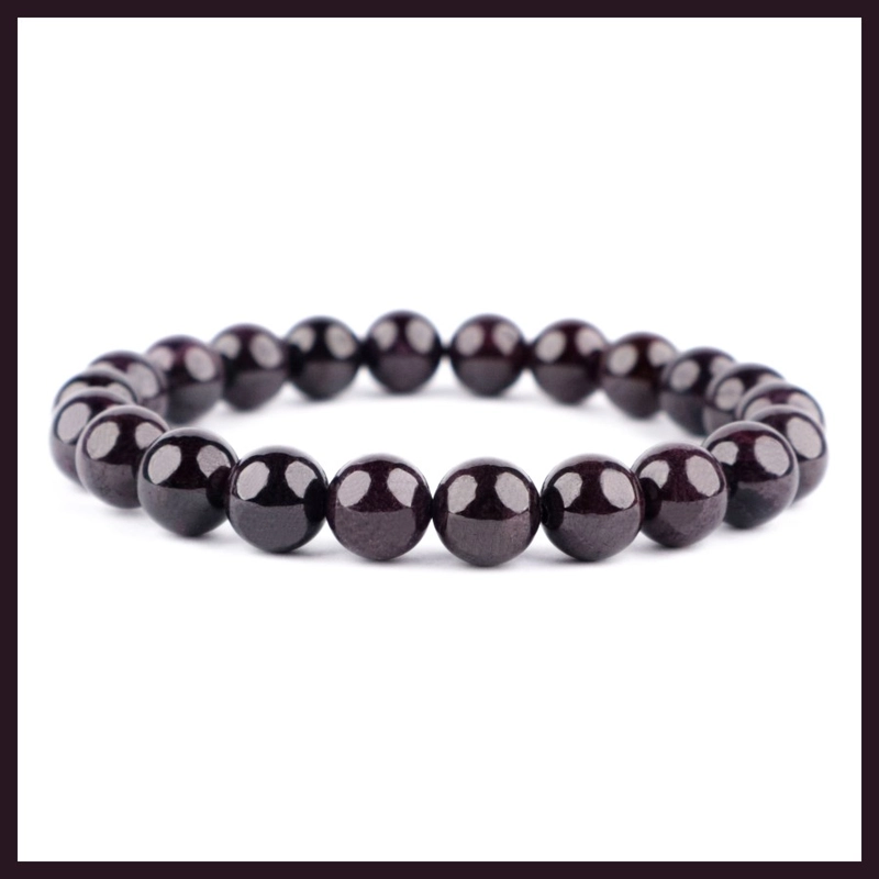 Product image CENTRAL GROSIR GEMSTONE - Gelang Pria Wanita Natural Garnet Grade AAA 8mm 16 Merah Keunguan