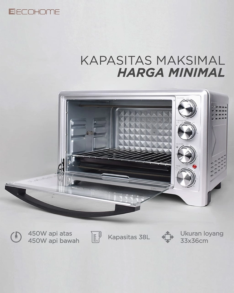 Product image Oven Ecohome Dengan Kapasitas 38Liter Diamond Shape Captivity Type EOP-888