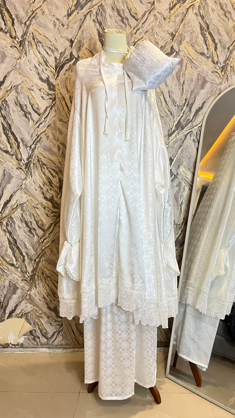 Product image qaydstoreid - Mukena Putih Silk Jaguard Premium All Size Putih