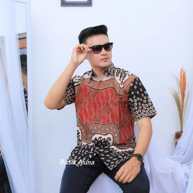 Product image Batik aluna - PD016Baju Batik pria premium lengan pendek full furing atasan batik pendek S BATIK