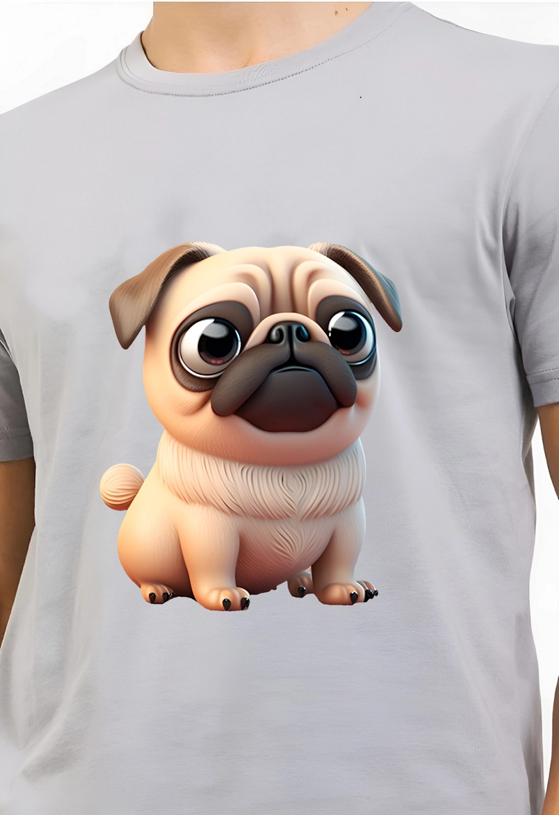 Product image astro - Kaos Pria Gambar 3Dimensi Prancis Bulldog M ABU