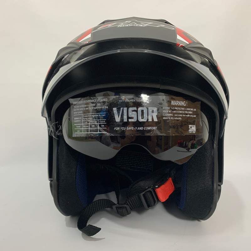 Product image Helm JP7 Skidoo Merah Doff- Double Visor (Kaca Clear & Smoke) Helm SNI Helem Dewasa L Skidoo Merah Doff