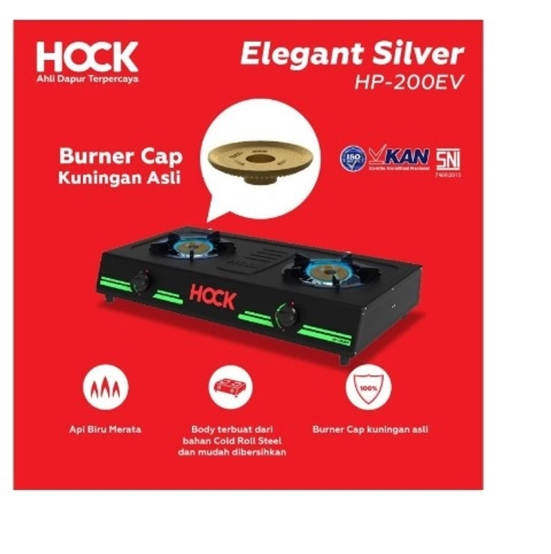 Product image UTAMAMEGA - Kompor Gas 2 Tungku Hock HP200EV Dengan Model Yang Elegant Type HP-200EV