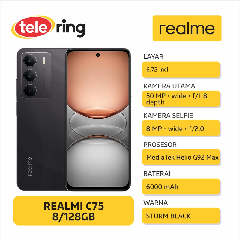 Product image TELE RING - HP REALME C75 8/128 HITAM