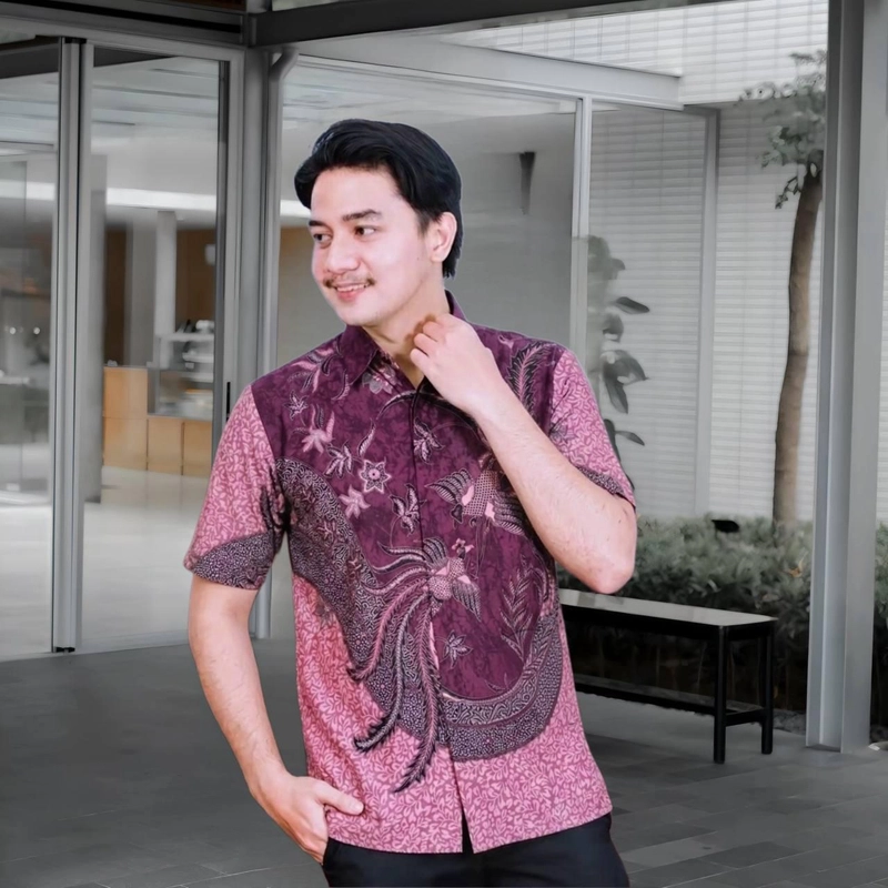 Product image Kois Batik - Batik pria dewasa buat kondangan oke banget motif ningrat burgundy M Hem ningrat