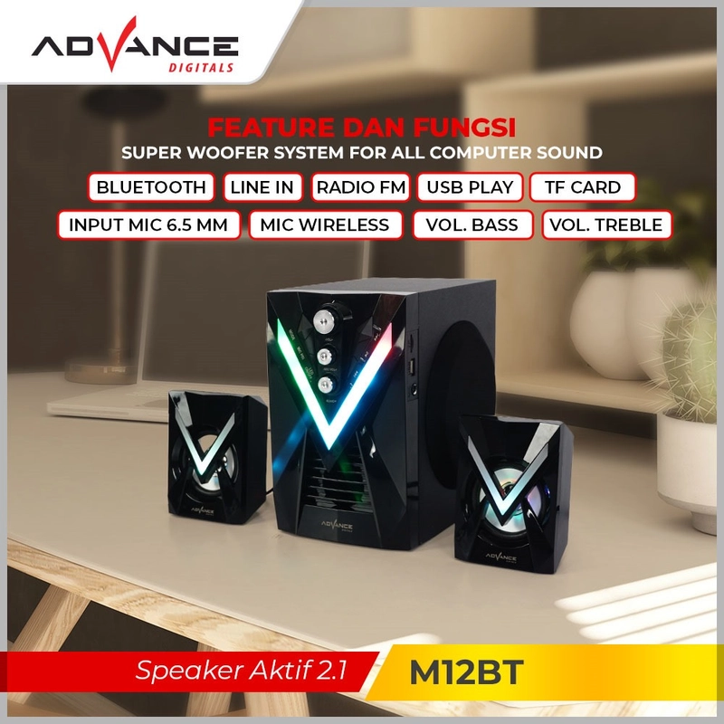 Product image Advance Digitals Indonesia - Speaker Advance M12BT Stereo Bluetooth Xtra Bass Subwoofer Free Mic - Default