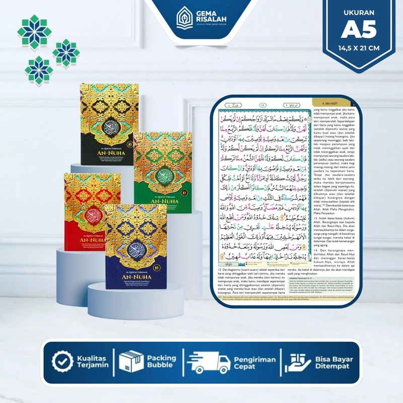 Product image Gema Risalah - Alquran Untuk 100 Harian Gratis Custom Nama & Foto Sisipan Premium Ukuran A5 & A4 Non Terjemah HVS A6 1 Halaman Sisip