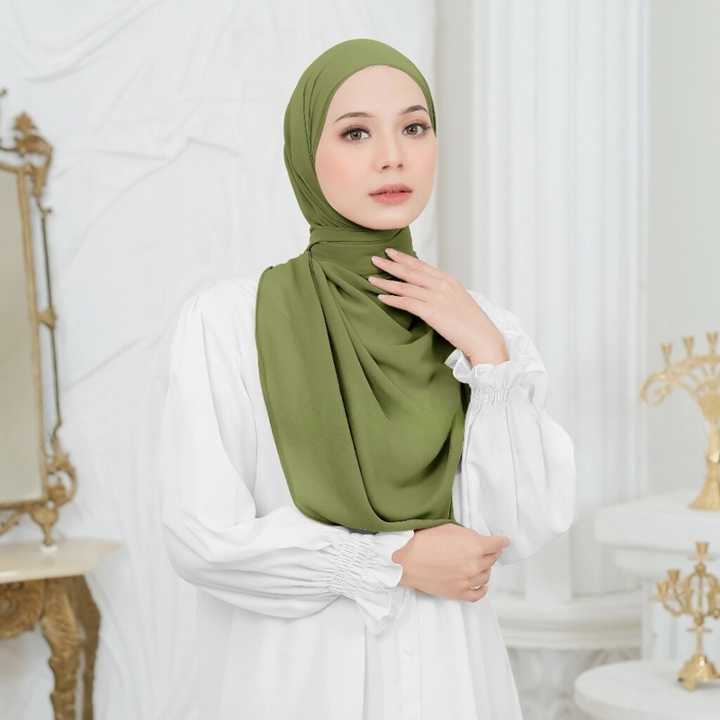 Product image Acla Daily - Sofia Pashmina Instant Oval Shawl Ceruty Babydoll 200cm x 75cm All Size Army