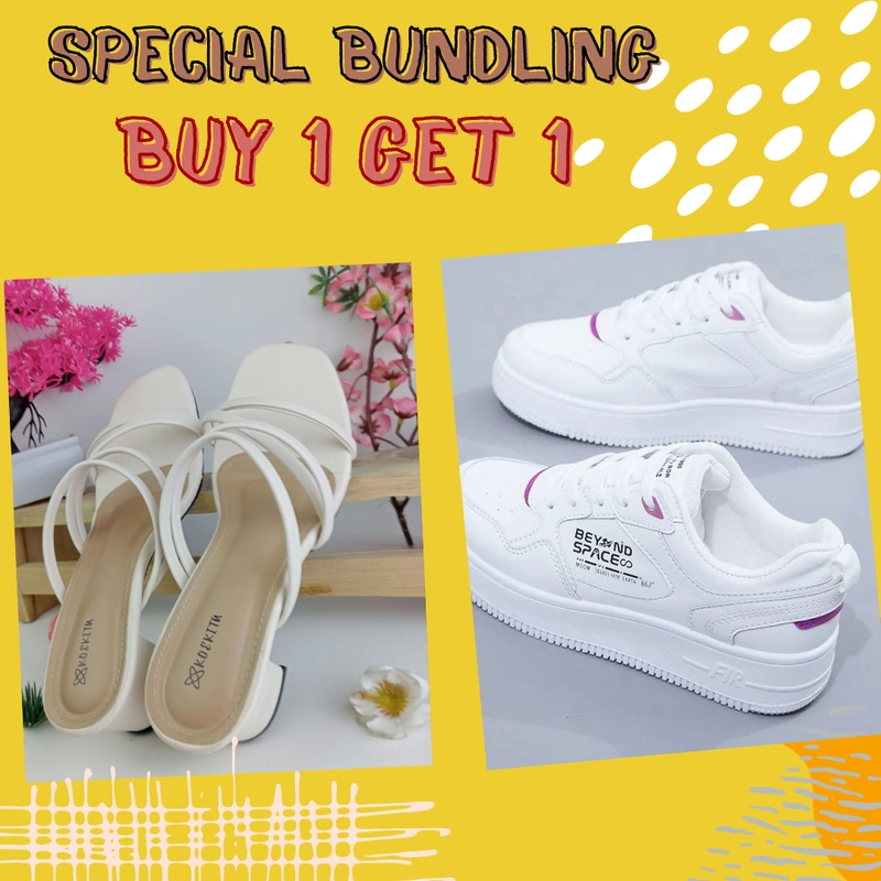Product image Koekita - Paket Bundling Buy 1 Get 1 Sandal Wanita Keyla & Sepatu Wanita Beyound Space 36 Cream & Putih