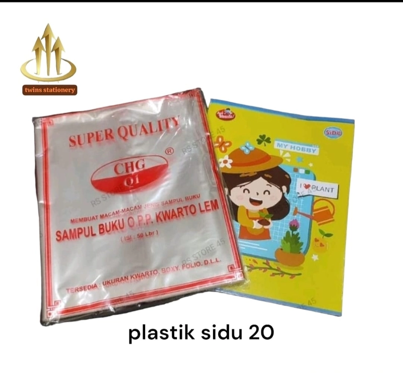 Product image TWINS STATIONERY - 1 PACK SAMPUL BUKU PLASTIK ISI 50 UKURAN( CAMPUS/BOXY) DAN(SIDU/KWARTO BOXY LEM 50 L PLASTIK BENING