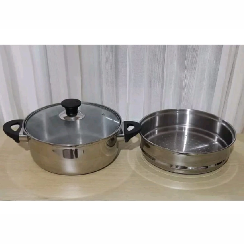 Product image Fafa Store 20 - PANCI STEAMER KUKUS 2 SUSUN TUTUP KACA PANCI 2 SUSUN 2 KUPING