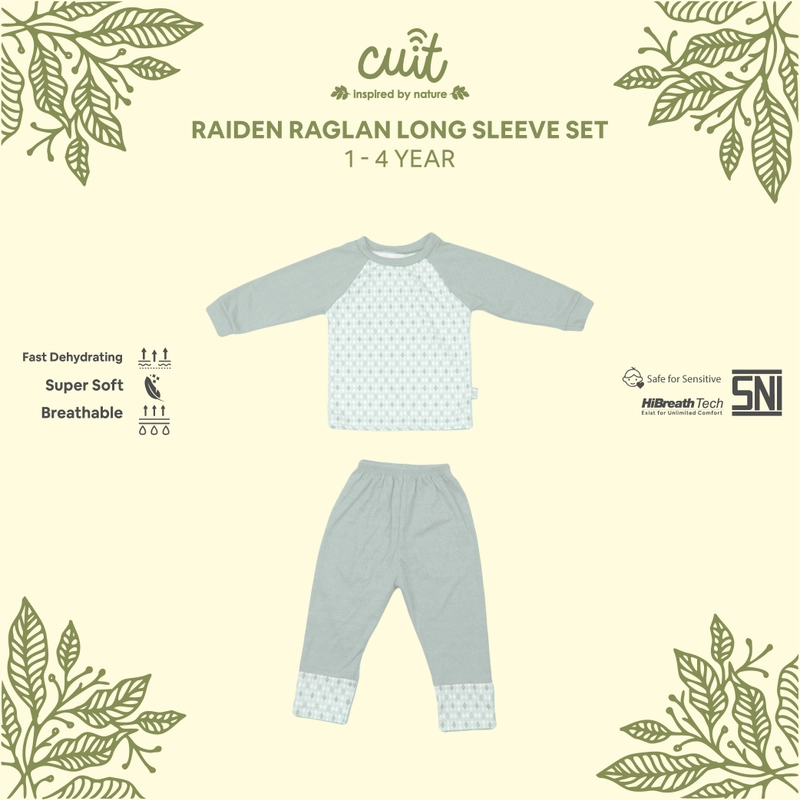 Product image CUIT Baby 1 - 4 Tahun Set Playsuit Anak Tangan Panjang Celana Panjang Raiden XL Grey