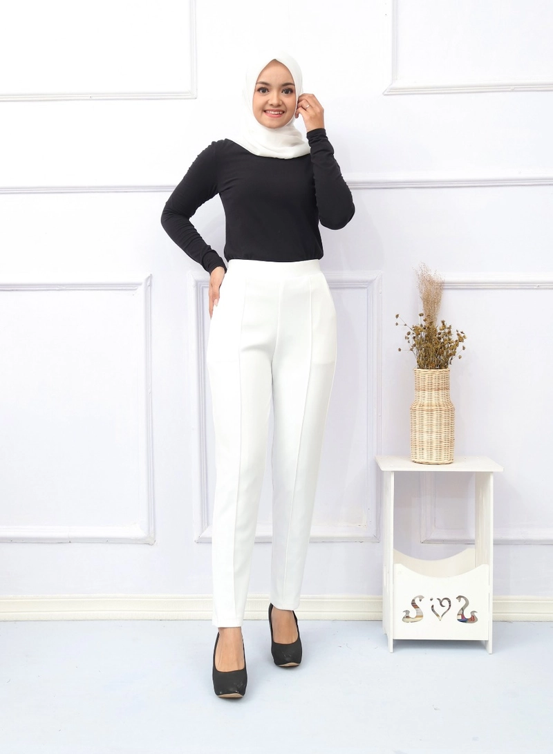Product image Celana Pensil List Depan Size Standar - SUPER JUMBO Pants Tulang PREMIUM Melar StretchAAAh Standar Size 1 putih