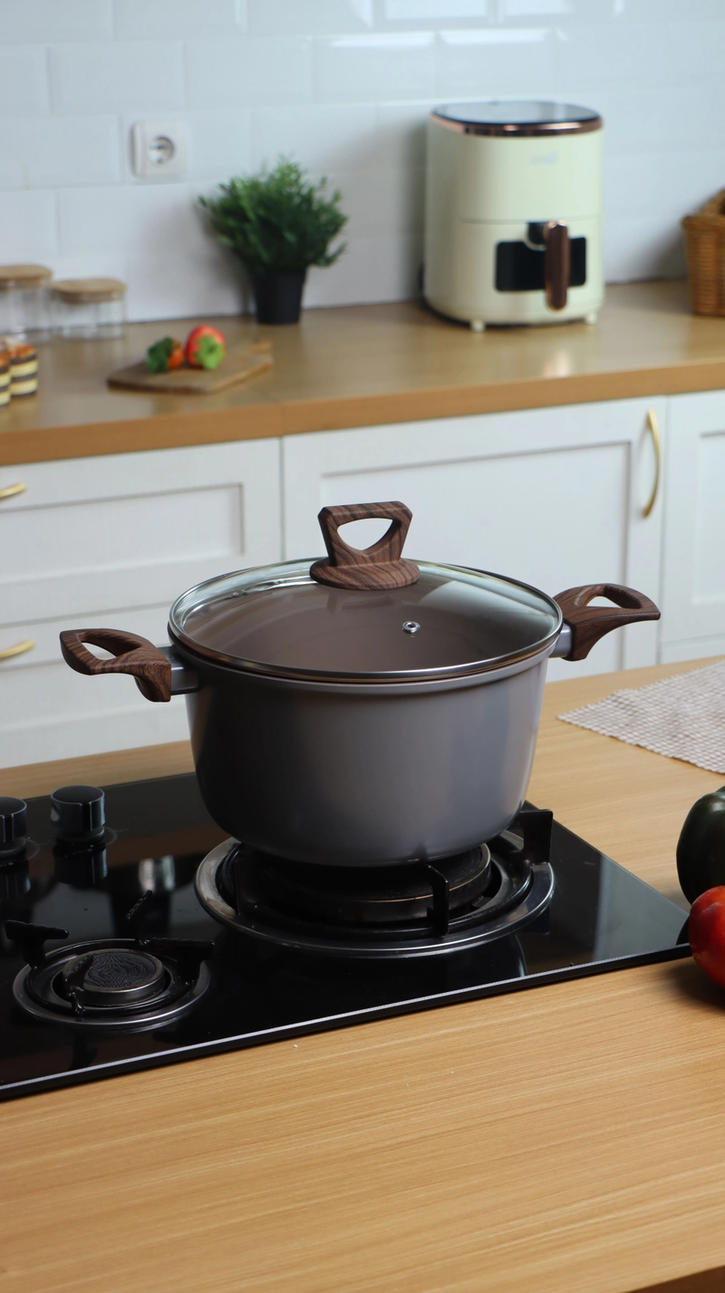 Product image Cypruz Official - Cypruz Panci Anti Lengket + Tutup Casserole High Hercules Series Grey 20cm PI-1015 XL GREY