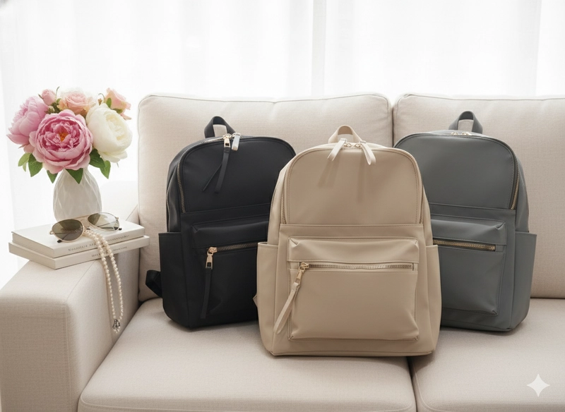 Product image CBL - Ransel GISELLA - Tas Ransel Backpack Wanita GISELLA Muat Laptop Bahan Nilon Premium Waterproof Antia Medium Cream