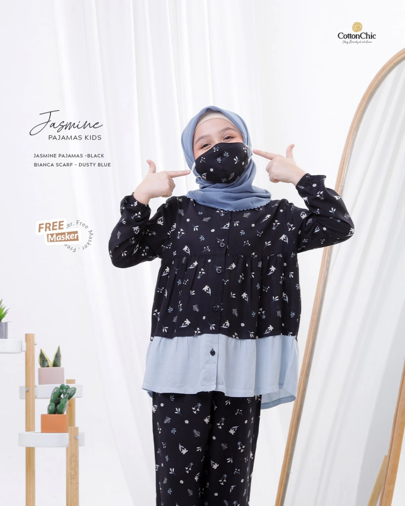 Product image Yasmeera Official - Piyama Jasmine Anak S BLACK