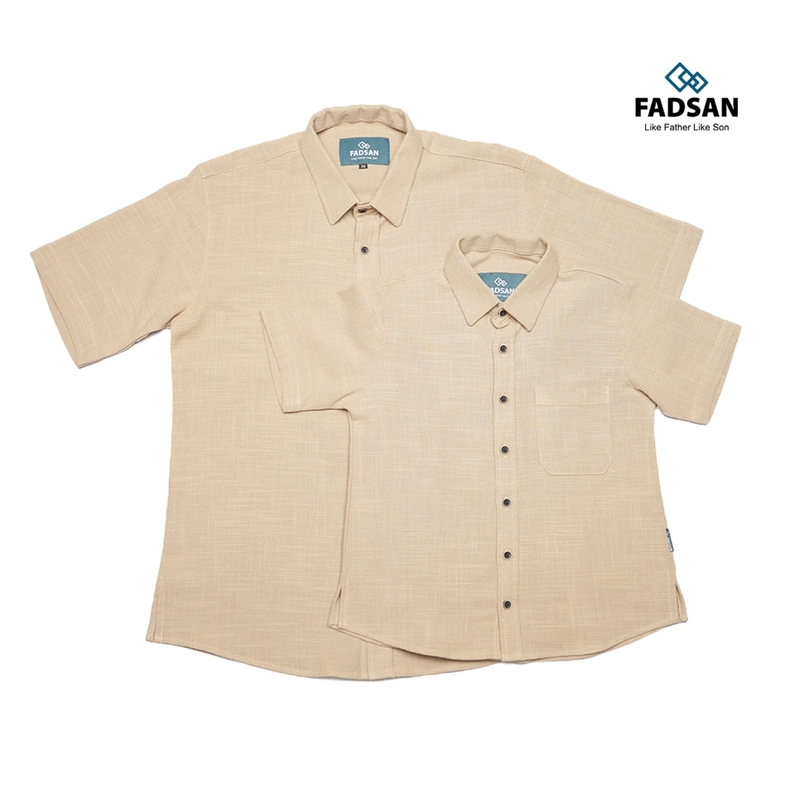 Product image FADSAN - Kemeja Gaya Casual Polos Couple Ayah Anak Warna Sand - Ryu Series SIZE ANAK XS RYU SAND