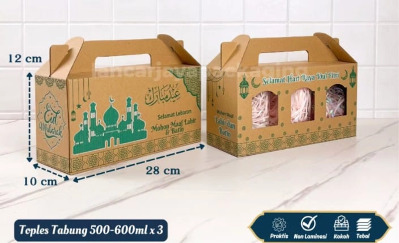 Product image DiAr OlShop - Packaging Paket Lebaran / Parsel Lebaran / Hampers Lebaran Set Box jinjing+3 toples