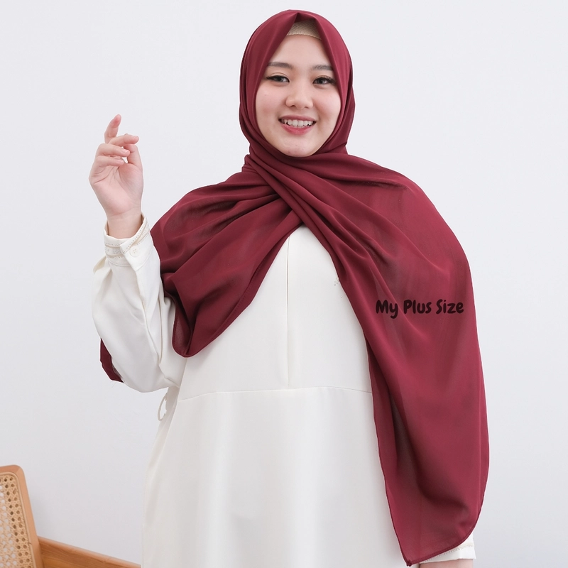 Product image My Plus Size - Hijab Pashmina Ceruty Babydoll Premium High Quality ALL SIZE MAROON
