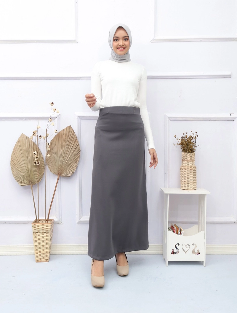 Product image Syahrinda [TA] - Rok Panjang A Line Scuba Skirt Stretch Premium Jumbo Standar Bigsize standar coklat