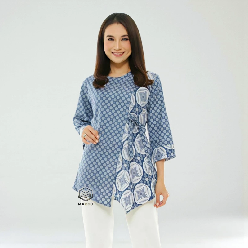 Product image MARCO - Baju Batik Wanita Modern Monalisa Genes Kantoran Asli Pekalongan XXL Truntum Kawung