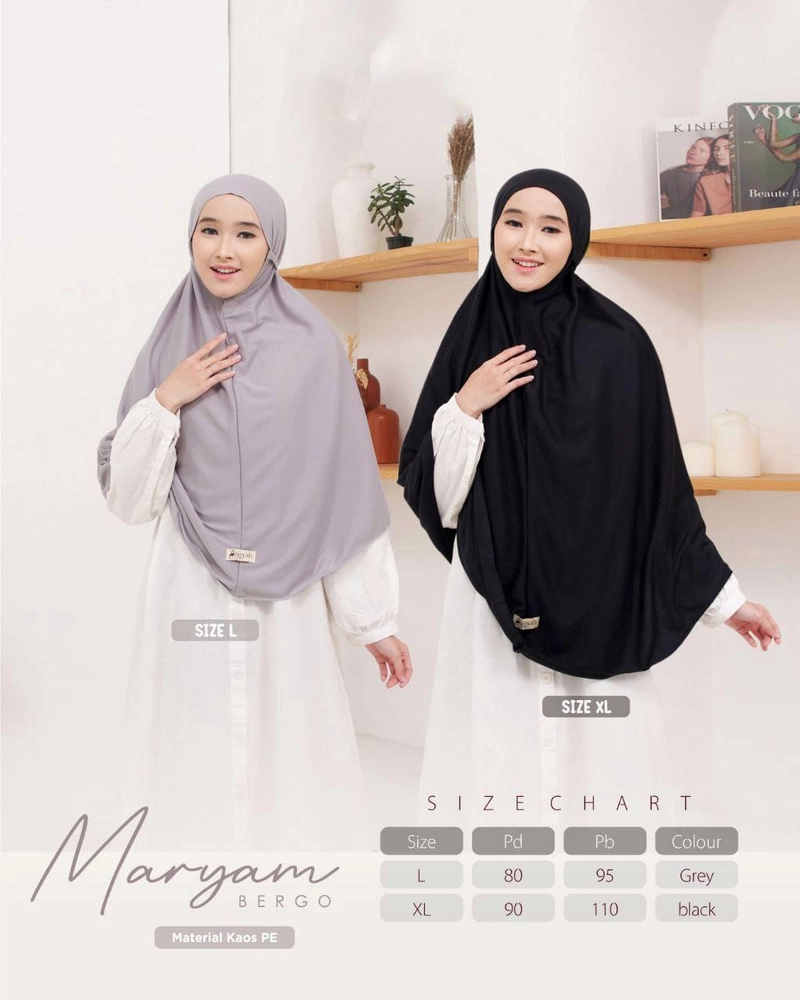Product image AIZANA MOSLEM FASHION - Bergo Maryam Anti Gerah Adem L Hitam