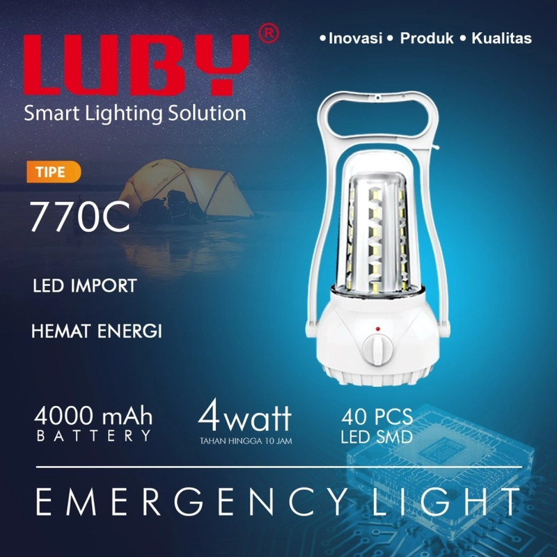 Product image Lampu Emergency Luby L770C Lampu Darurat TOp Tahan Nyala 10 Jam Cahaya Putih